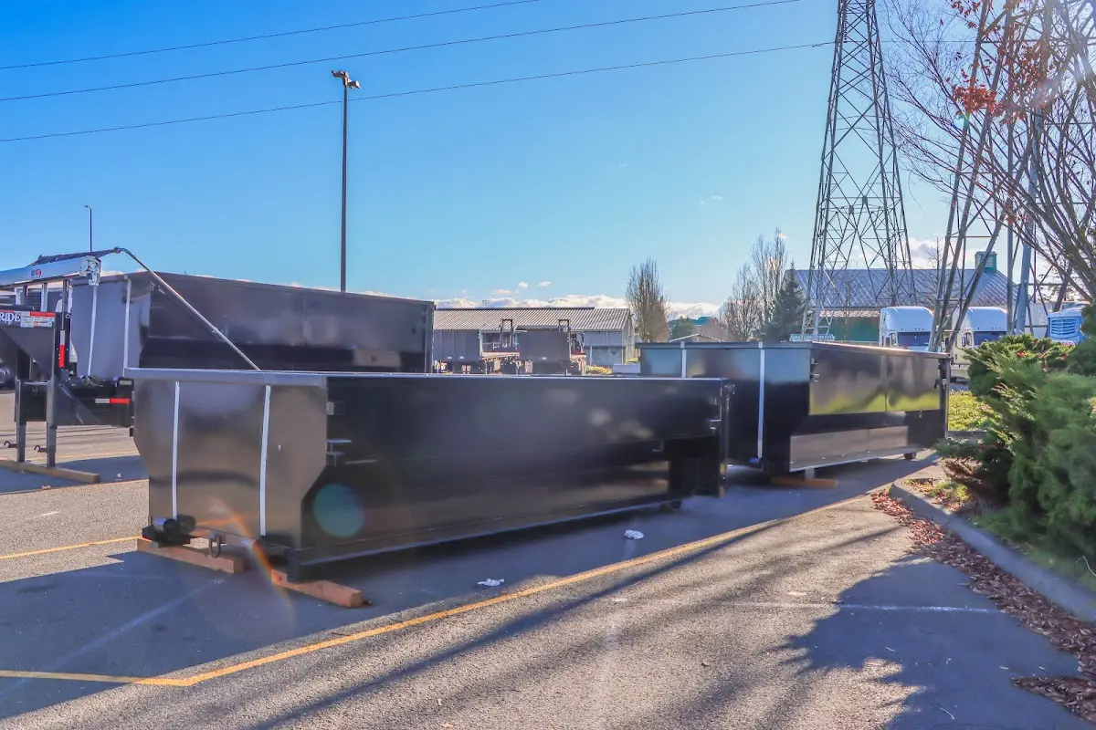 Roll-off dumpster ready for waste disposal at job site for 20 Yard Dumpster Rental in North Plainfield